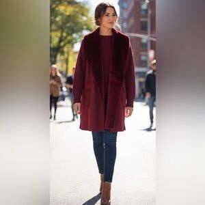 🌟Slinky Brand faux suede and knit open cardigan